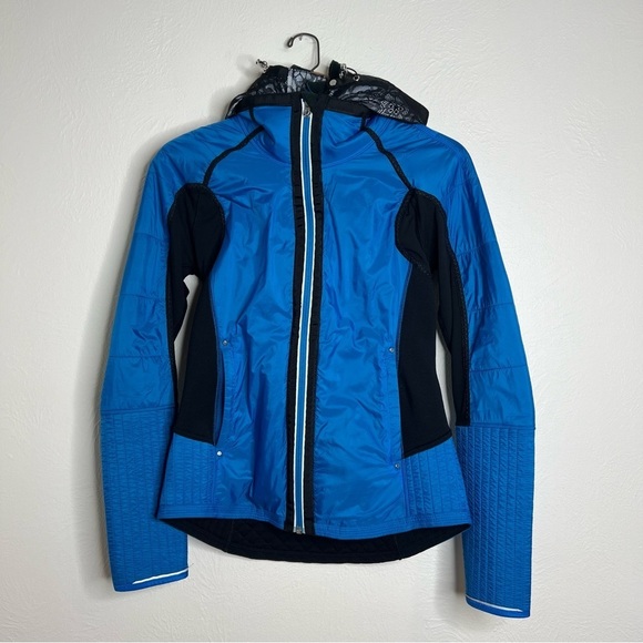 Lululemon Run Blue Black Long Sleeve Zip Front Quilted Bundle Up Jacket Size S - Picture 8 of 15
